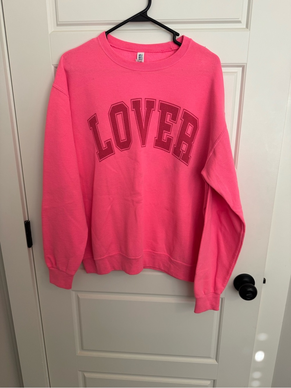 Jerzees Hot Pink 'LOVER' Graphic Crewneck Sweatshirt